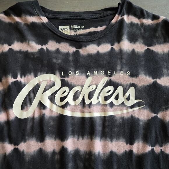 Los Angeles Reckless Womens Tie-Dye Stripe Logo T-Shirt Size M Streetwear - Picture 7 of 9